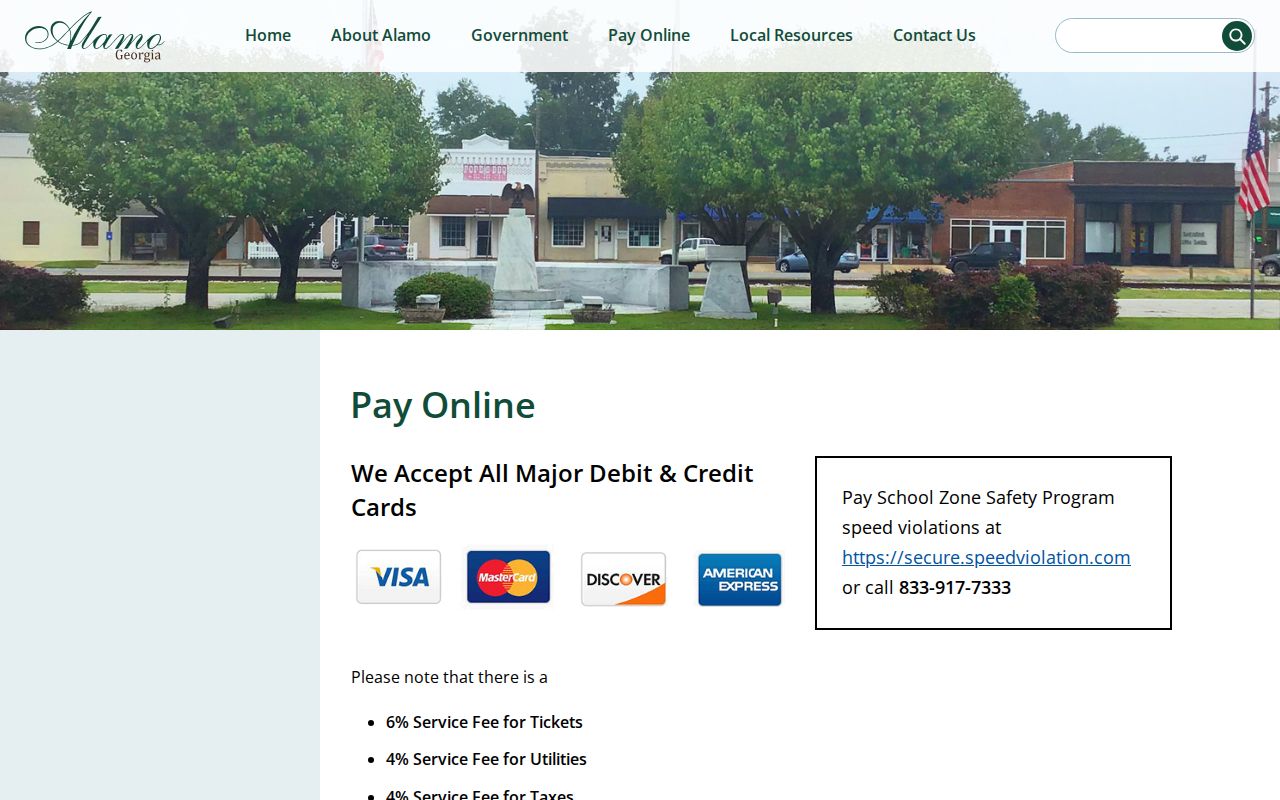 Alamo online payment page used for Wheeler County traffic ticket matters