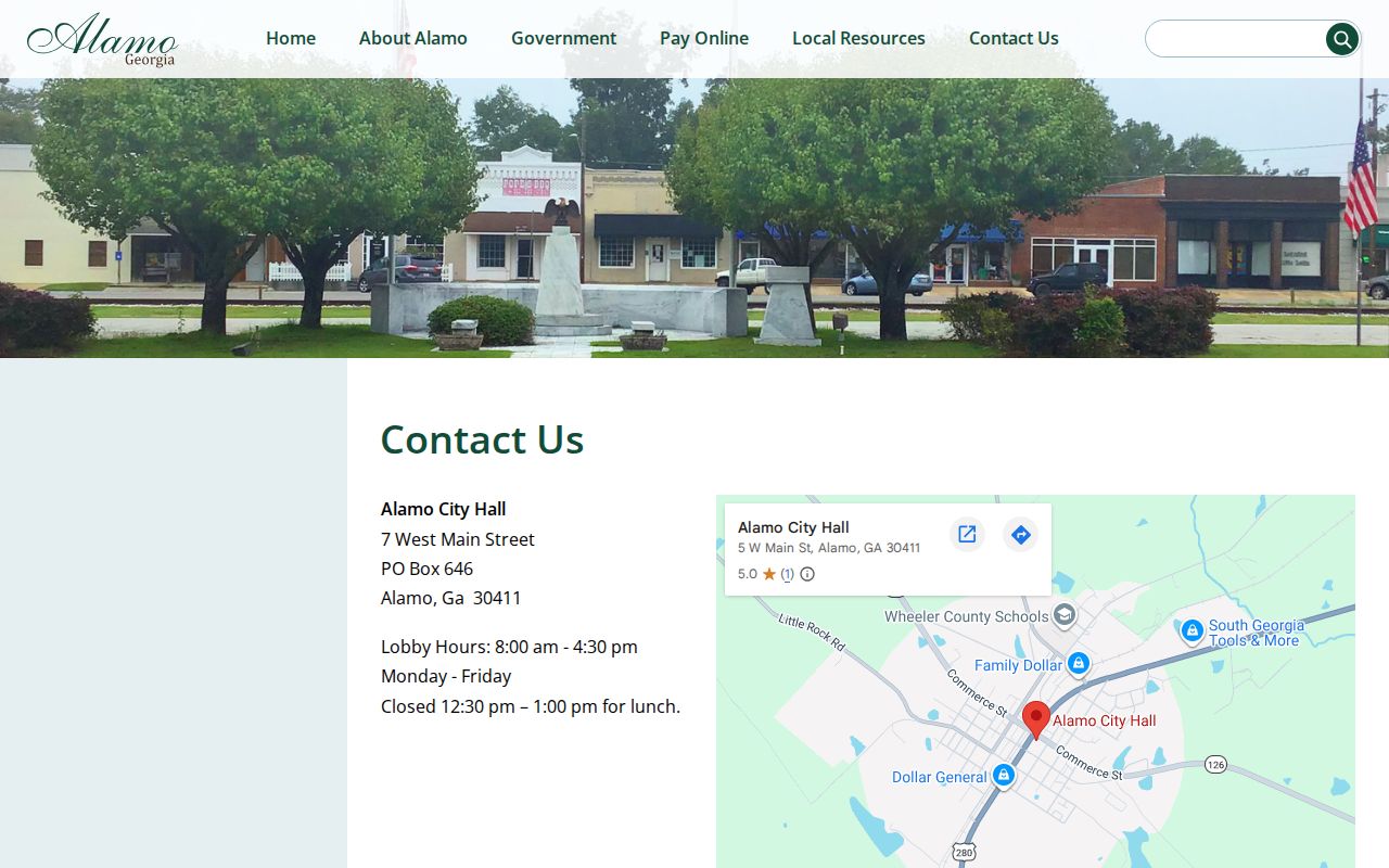 Alamo City Hall contact information for Wheeler County municipal court warrant questions
